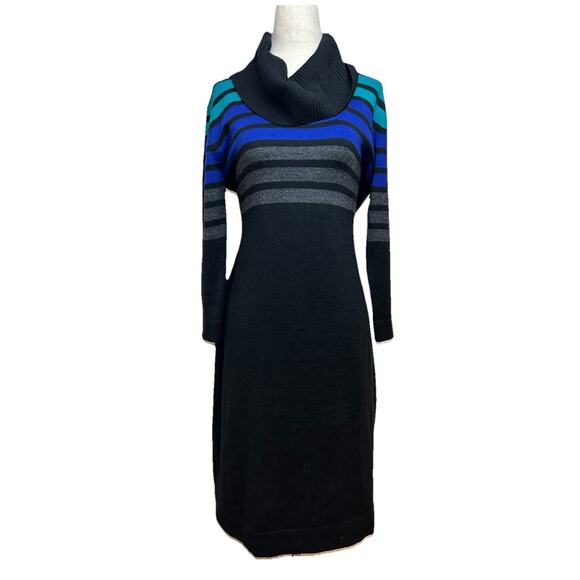 Vintage Y2K Connected Womens Striped Sweater Dress Size M Cowl Neck Goth Grunge - Picture 3 of 10